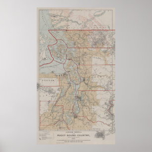 Vintage Karte des Puget Sound (1899) Poster