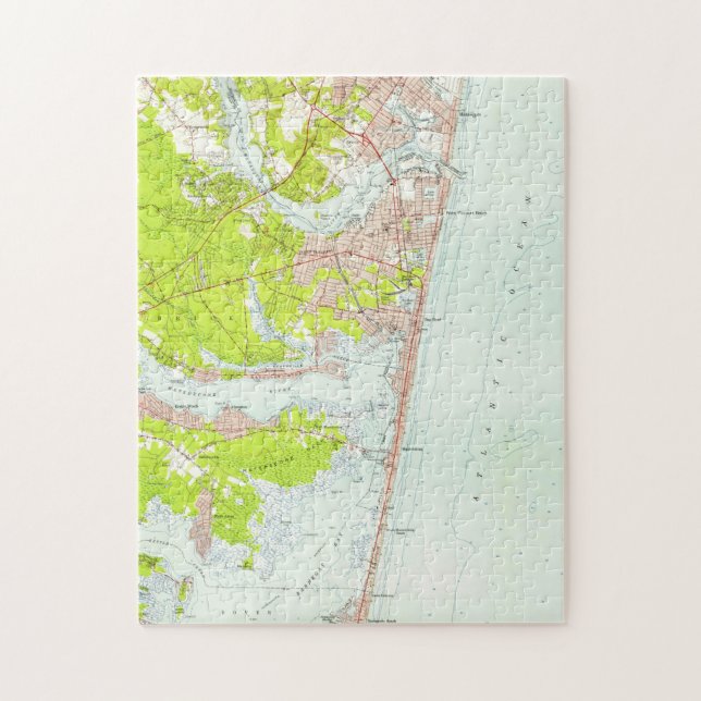 Vintage Karte des Punktes angenehmer NJ (1953) Puzzle (Vertikal)