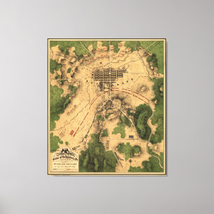 Vintage Karte des Schlachtfeldes von Gettysburg (1 Leinwanddruck