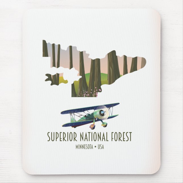 Vintage Karte des überragenden Nationalwaldes Minn Mousepad (Vorne)