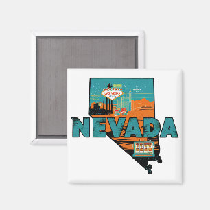 Vintage-Karte des US-Bundesstaates Nevada, USA-Rei Magnet