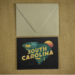 Vintage-Karte des US-Bundesstaates South Carolina Postkarte