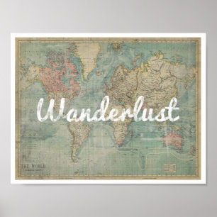 Vintage Karte des Wanderlust Poster