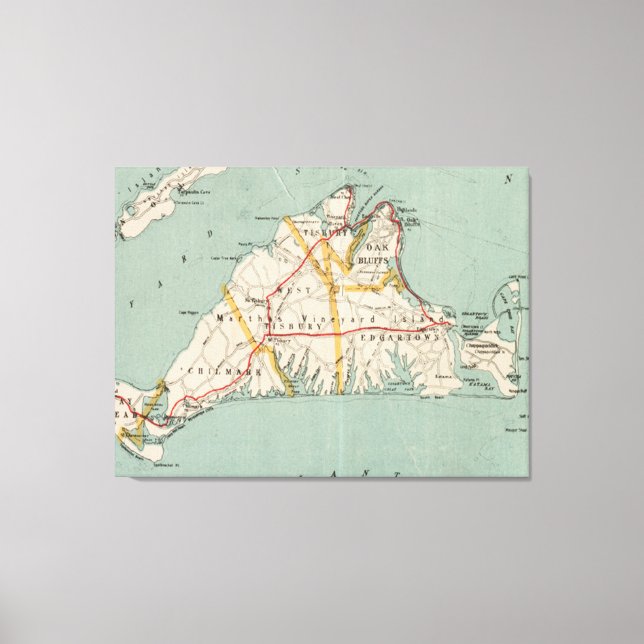 Vintage Karte des Weingartens von Martha (1917) Leinwanddruck (Vorderseite)