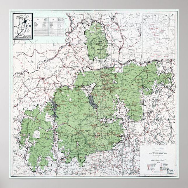 Vintage Karte des Weißen Gebirges Poster (Vorne)