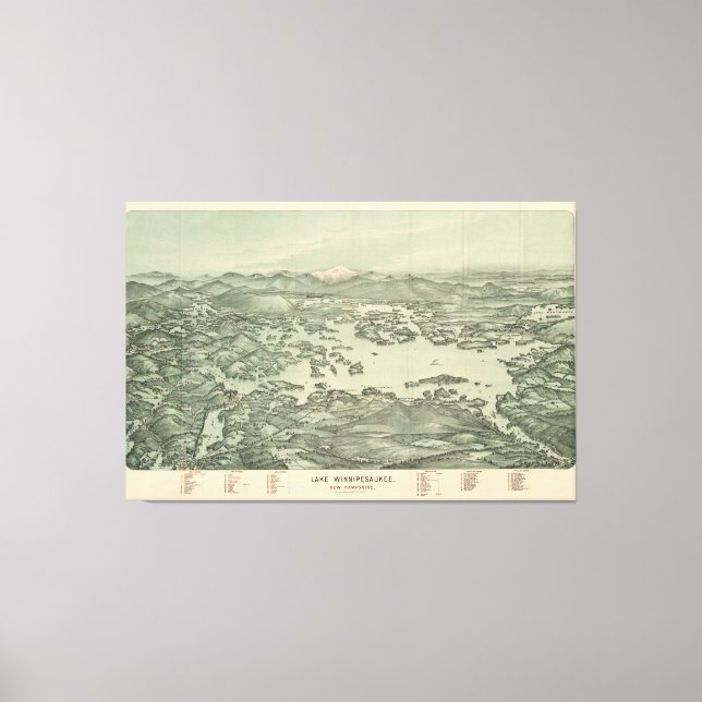 Vintage Karte des Winnipesaukee-Sees (1903) Leinwanddruck (Vorderseite)