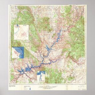 Vintage-Karte des Yellowstone Grand Canyon 1969 Poster