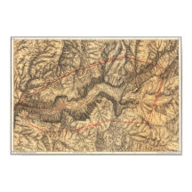 Vintage-Karte des Yosemite-Nationalparks 1883