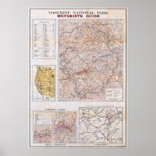 Vintage-Karte des Yosemite-Nationalparks 1934 Poster