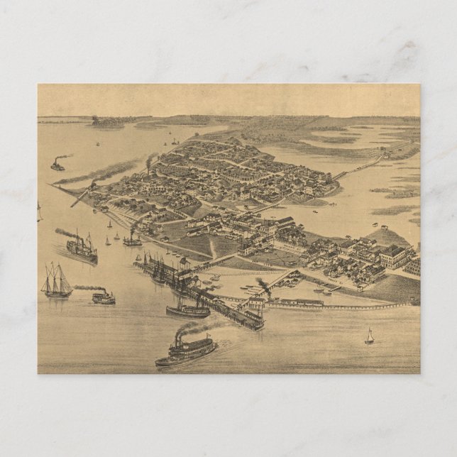 Vintage Karte des Zedernschlüssels FL (1884) (Vorderseite)