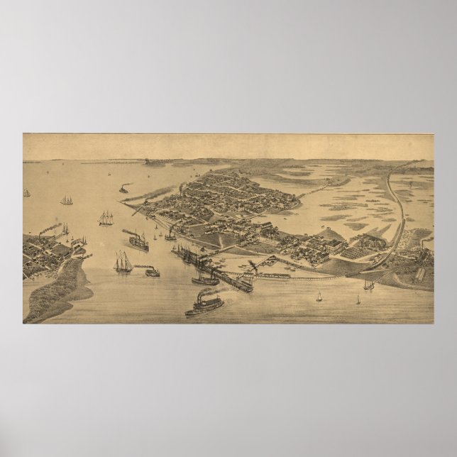 Vintage Karte des Zedernschlüssels FL (1884) Poster (Vorne)