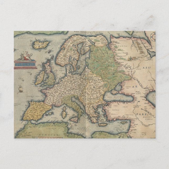 Vintage Karte Europas (1570) (Vorderseite)