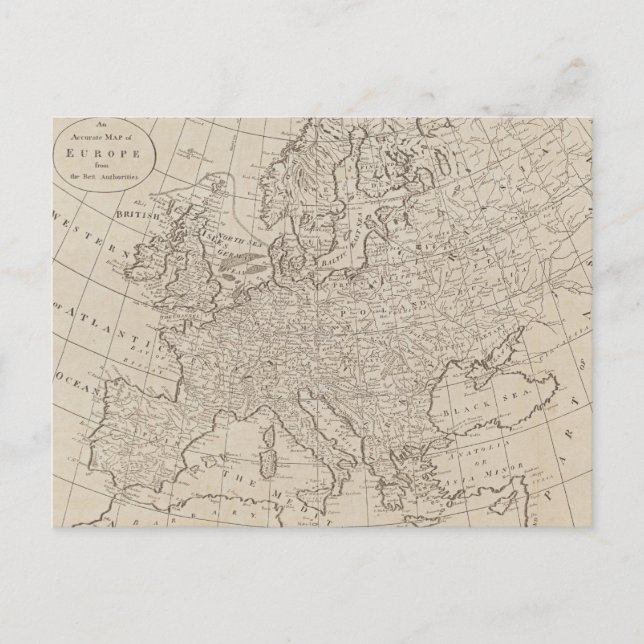 Vintage Karte Europas (1800) (Vorderseite)
