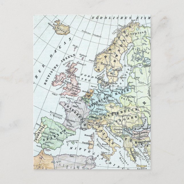 Vintage Karte Europas (1899) (Vorderseite)