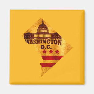 Vintage-Karte Flagge Washington DC Magnet