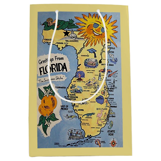 Vintage Karte Florida Mittlere Geschenktüte (Vorderseite)