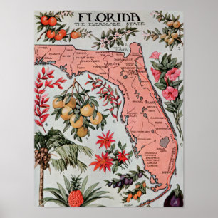Vintage Karte Florida Poster