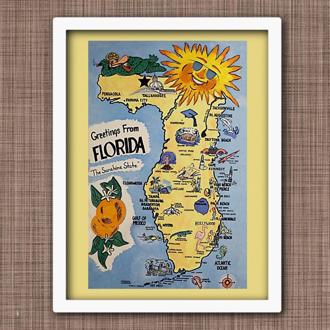 Vintage Karte Florida Poster (Von Creator hochgeladen)