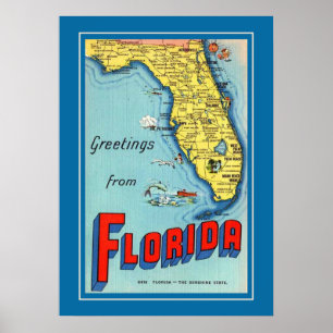 Vintage Karte Florida Poster