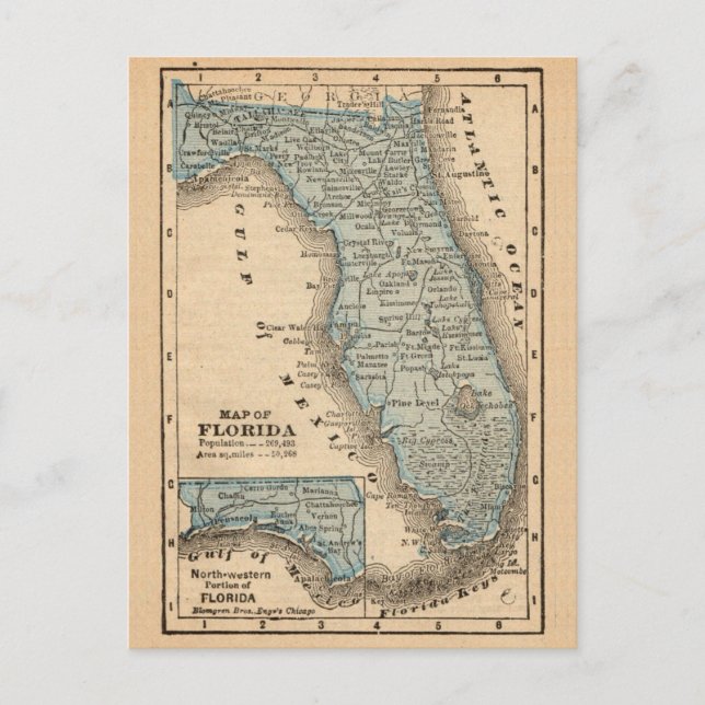 Vintage Karte Florida Postkarte (Vorderseite)