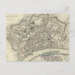 Vintage Karte Frankfurt/Main Deutschland (1837)