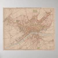Vintage Karte Frankfurt/Main Deutschland (1880)