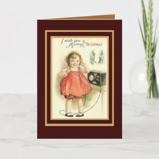 Vintage Karte Frohe Weihnachts Kleine Girl