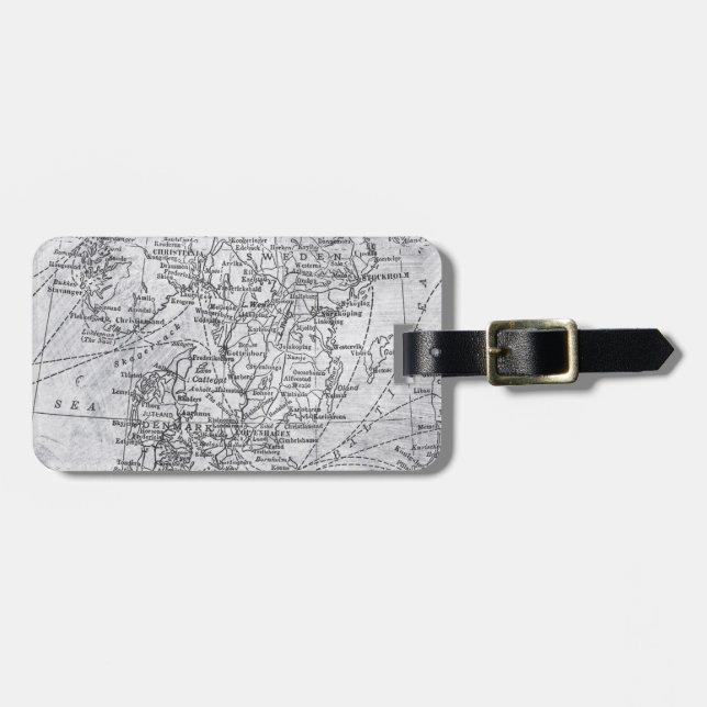 Vintage Karte für Dänemark und Schweden Gepäckanhänger (Vorderseite horizontal)