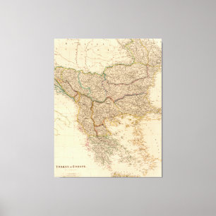 Vintage Karte für den Balkan (1832) Leinwanddruck