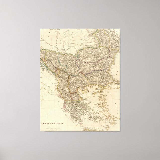 Vintage Karte für den Balkan (1832) Leinwanddruck (Vorderseite)