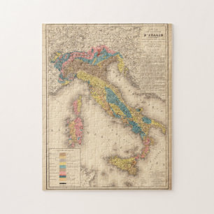 Vintage Karte für die Geologie Italiens (1844) Puzzle