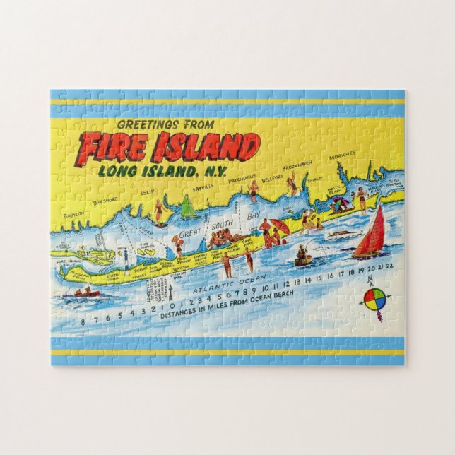 Vintage Karte für Feuerinseln Puzzle (Horizontal)