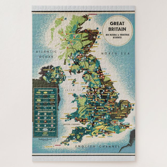 Vintage Karte für Großbritannien Puzzle (Vertikal)