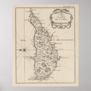 Vintage Karte für Zypern (1764) Poster