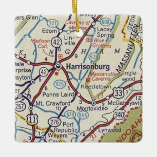 Vintage Karte Harrisonburg VA Keramikornament