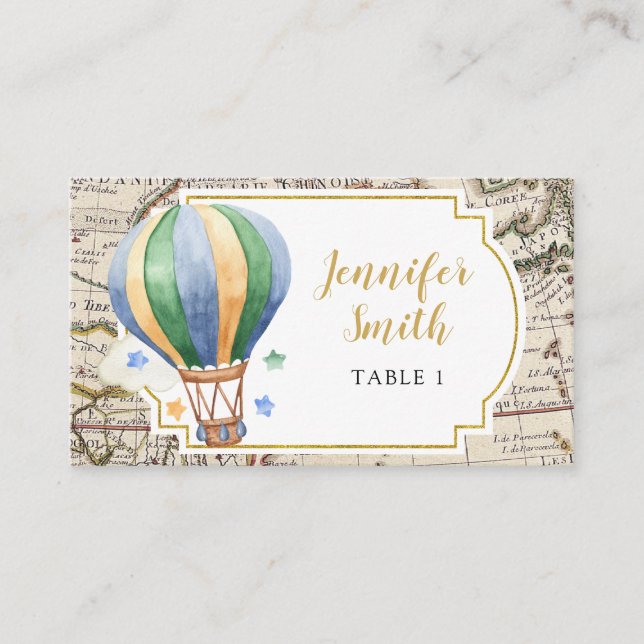 Vintage Karte Heißluftballon Adventure Baby Dusche (Vorderseite)