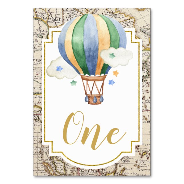 Vintage Karte Heißluftballon Babydusche (Vorderseite)