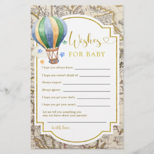 Vintage Karte Heißluftballon Dusche Wünsche für Ba