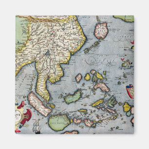 Vintage Karte Indien nach Neu-Guinea Magnet