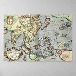 Vintage Karte Indiens   1592 Poster