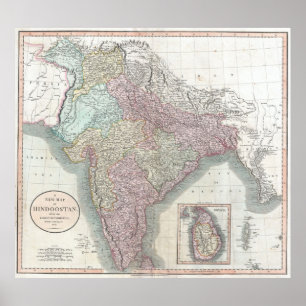 Vintage Karte Indiens (1806) Poster