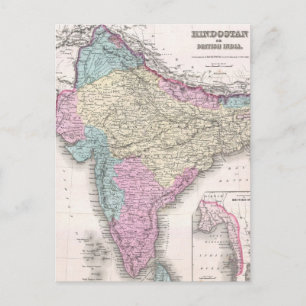 Vintage Karte Indiens (1855)
