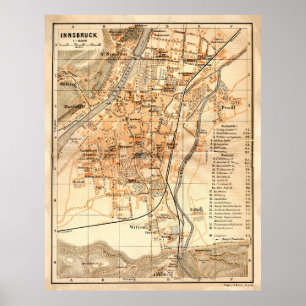 Vintage Karte Innsbruck Austria (1922) Poster