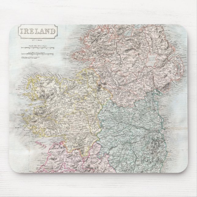 Vintage Karte Irlands (1850) Mousepad (Vorne)