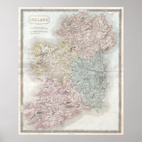 Vintage Karte Irlands (1850)