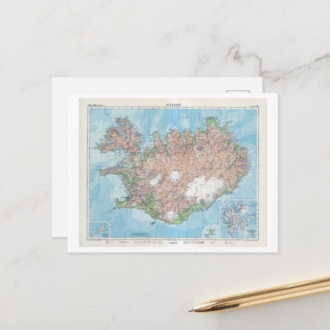 Vintage Karte Islands (Vorderseite/Rückseite Beispiel)