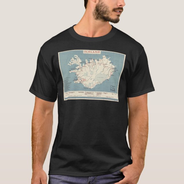 Vintage Karte Islands (ca. 1958) T-Shirt (Vorderseite)