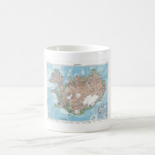 Vintage Karte Islands Kaffeetasse