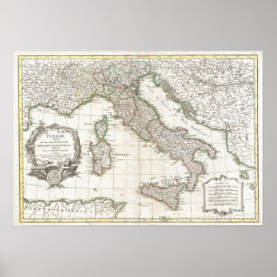 Vintage Karte Italiens (1770) Poster