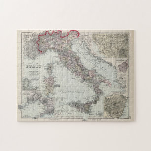 Vintage Karte Italiens (1878) Puzzle